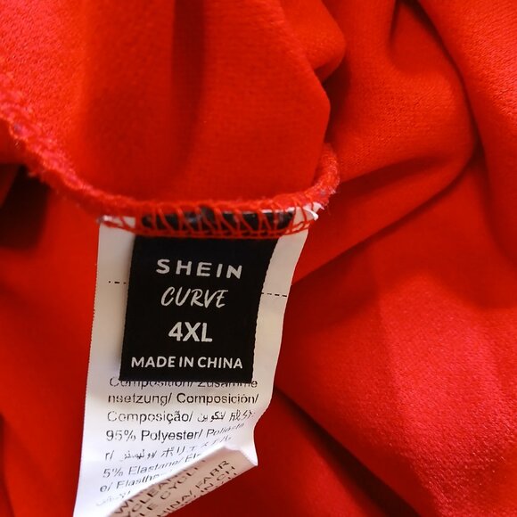 Red Cold Shoulder Bell Sleeve Dress  Front Button Interest Shein Curve 4XL - Picture 5 of 6